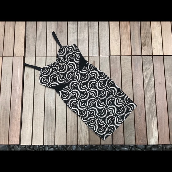 FREE PEOPLE Black Cream Spaghetti Strap Mini Dress - Picture 2 of 4